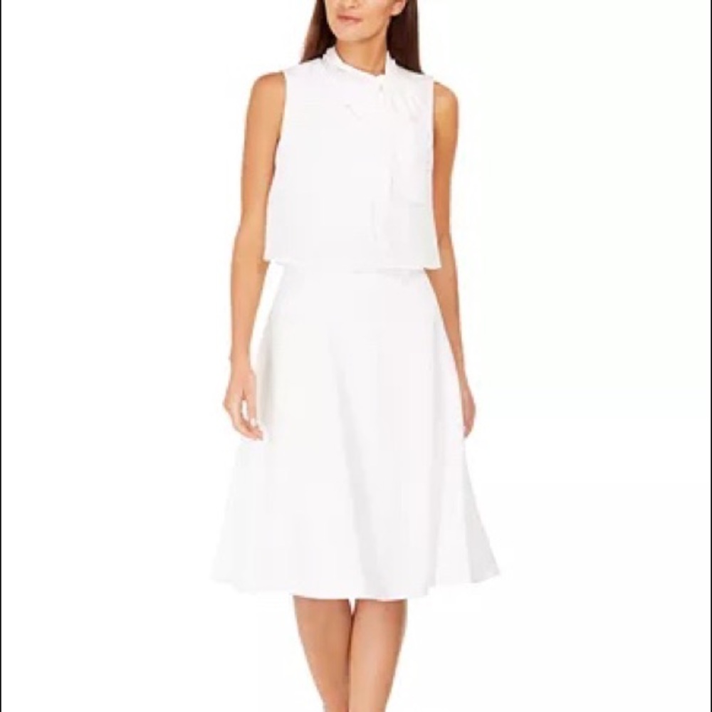 Calvin Klein Tie-Neck Chiffon Popover Dress